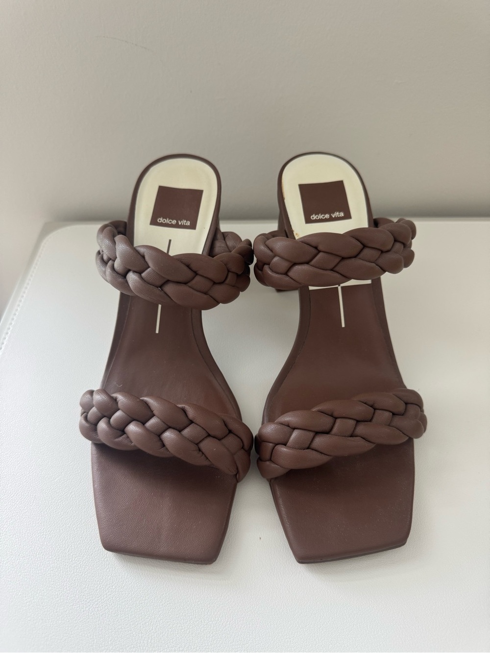Dolce Vita Brown Braided Double-Strap Heels